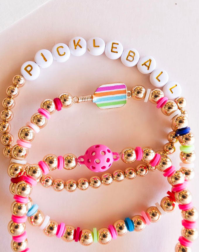 Pickleball Bracelet | Pickleball Friendship Bracelet | Beaded Pickleball Bracelet 3 pc Set | Pickleball Gift