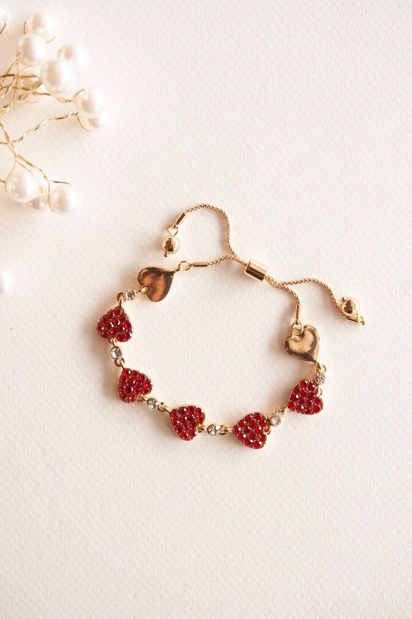 Valentine's Day Floating Heart Bracelet | Drawstring Pearl Bracelet