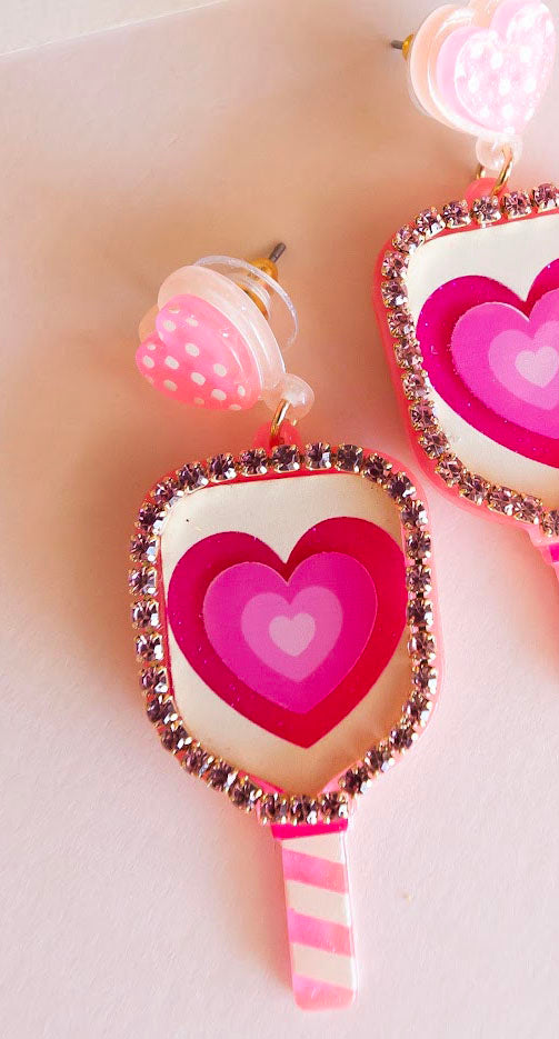 Pickleball Earrings | Heart Earrings | Pickleball Gift | Pickleball Gift for Mothers Day | Jenny