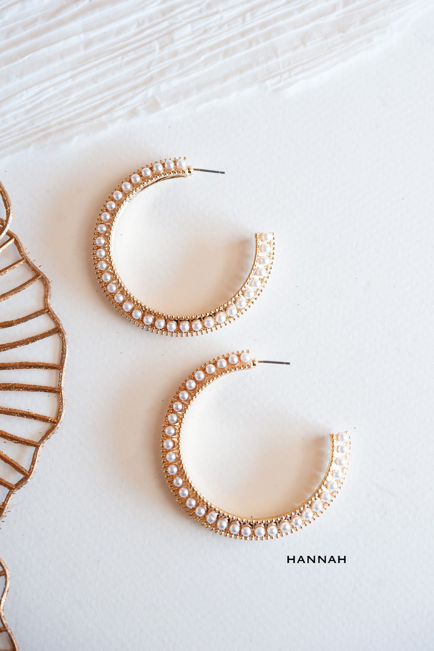 Pearl Earrings | Modern Pearl and Gold Hoops With Crystals | White Earrings