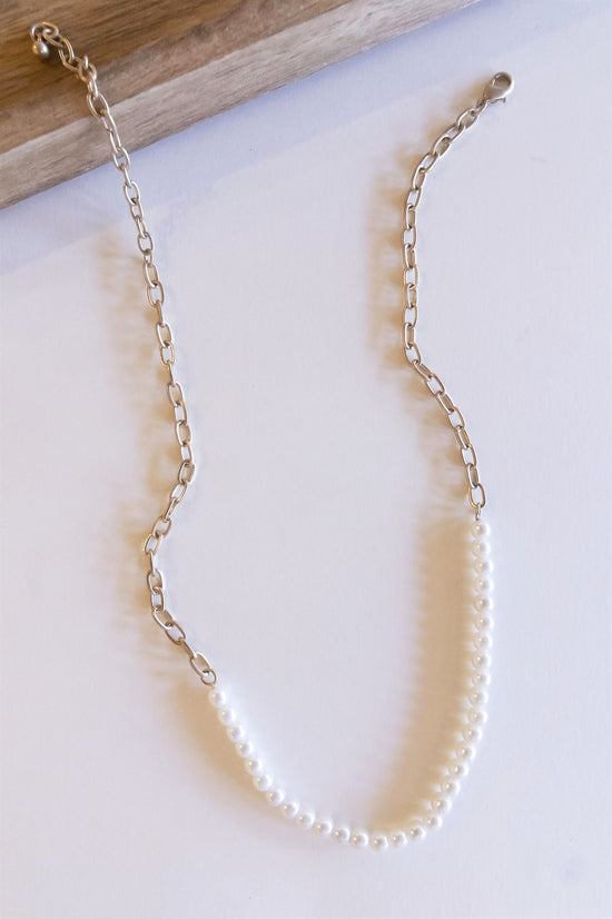 Uri Pearl Necklace | Silver Chain and Pearl Strand Short Necklace | Classic Sophisticated Pearl Strand