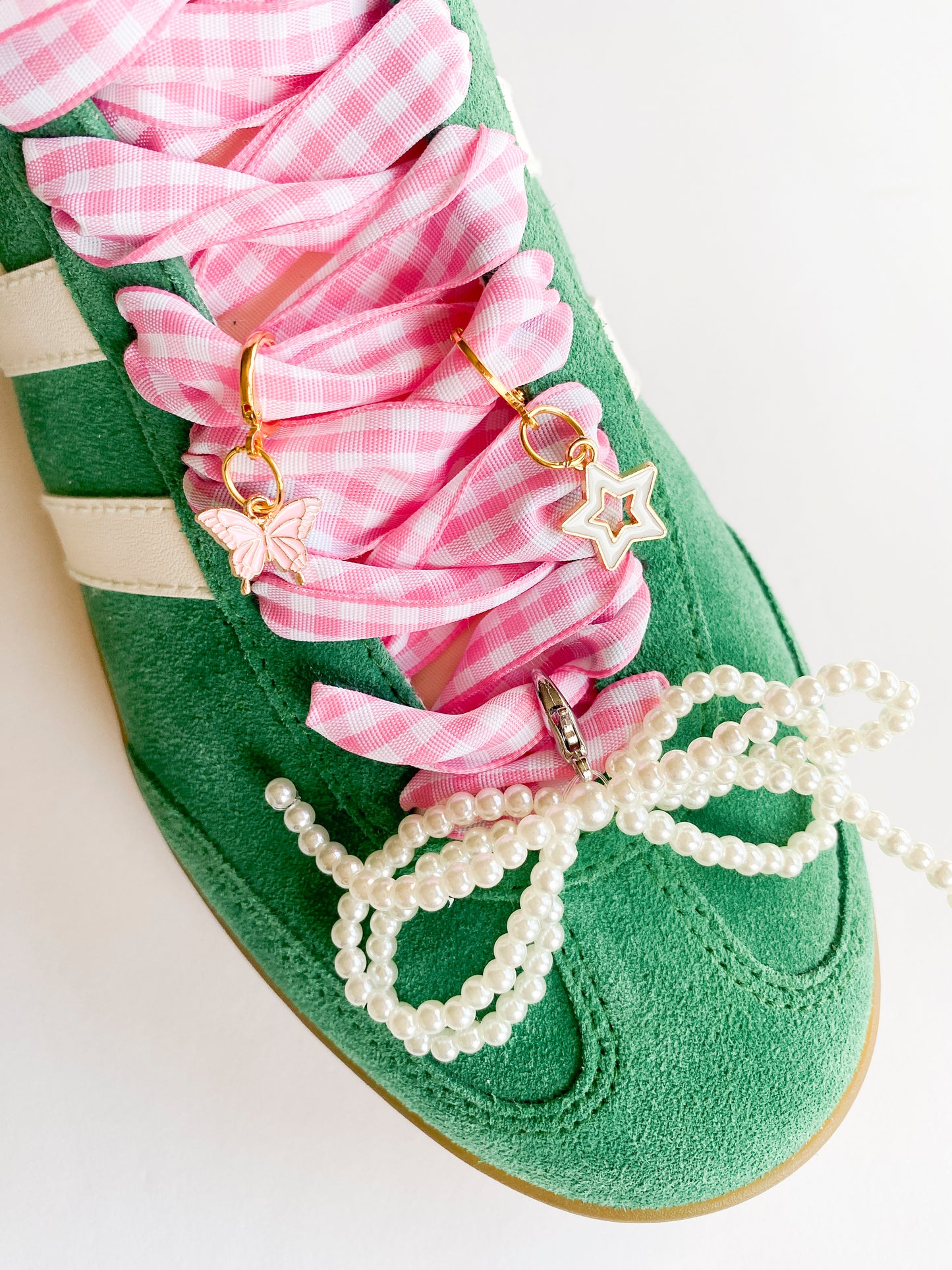 Gingham Shoe Charm and Lace Sets – Trendy & Customizable Shoe Jewelry