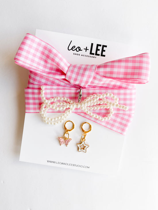 Gingham Shoe Charm and Lace Sets – Trendy & Customizable Shoe Jewelry