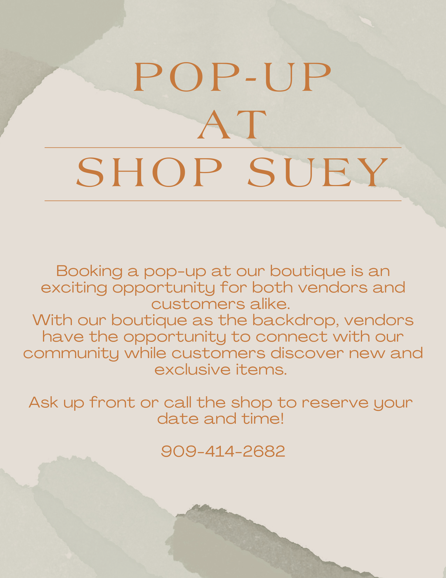 Pop-up @ Shop Suey Redlands Fee