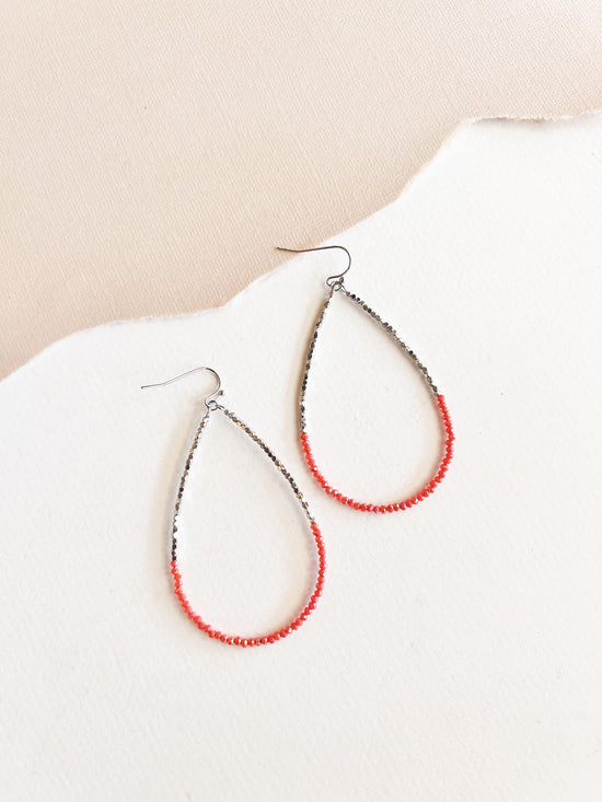 Barbara Beaded Teardrop Dangle| Colorful Beaded Silver Earring