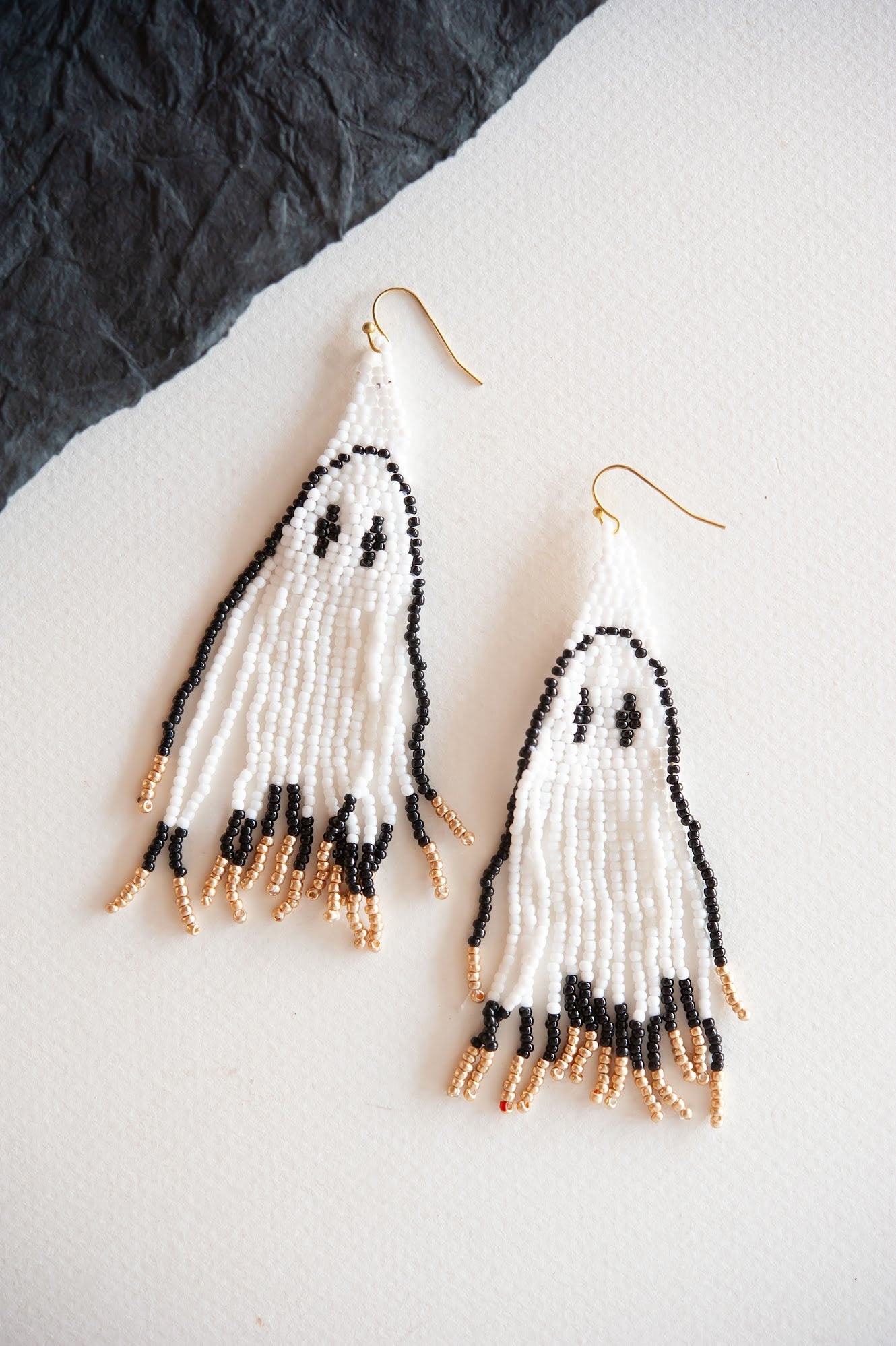 Beaded Ghost Earring | Dainty White Halloween Ghost Dangle