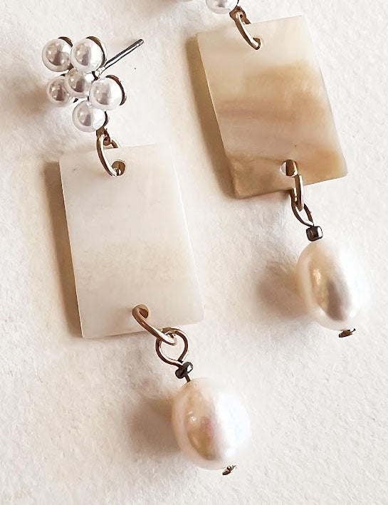 Beth Pearl Dangle | Three Piece Shell Earrings