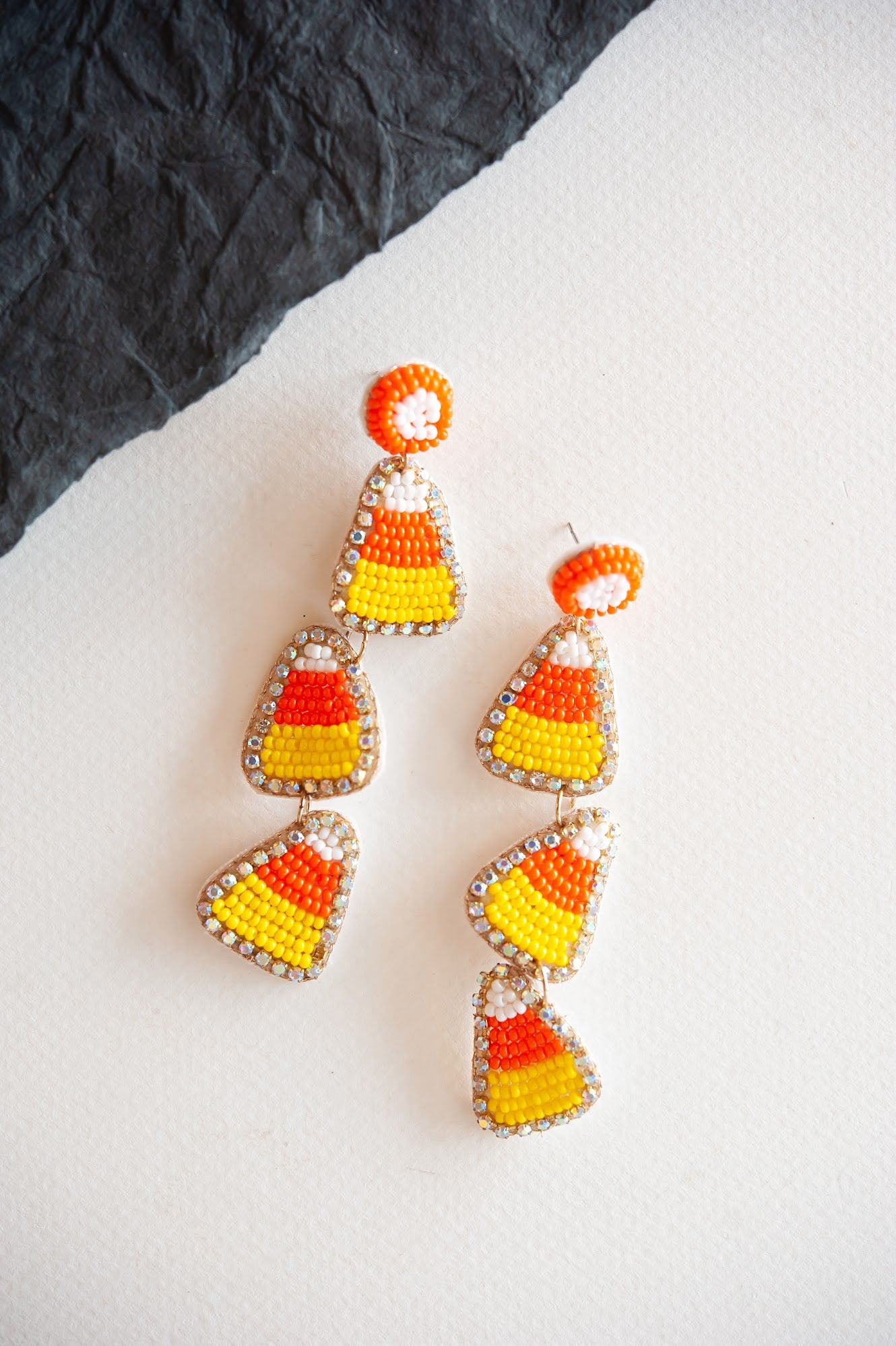 Candy Corn Dangle | Beaded Halloween Candy Corn Earring