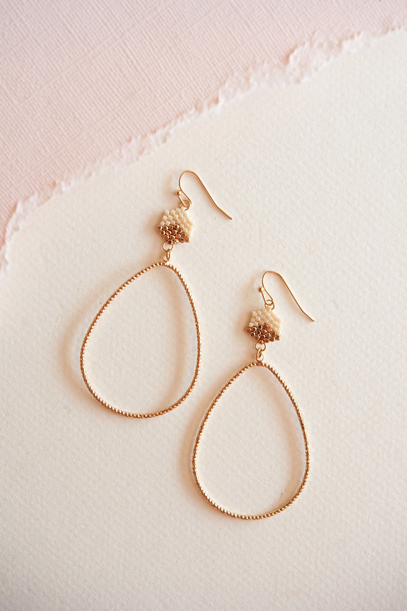 Carlie Gold Teardrop Dangle | Elegant Beaded Teardrop Earring