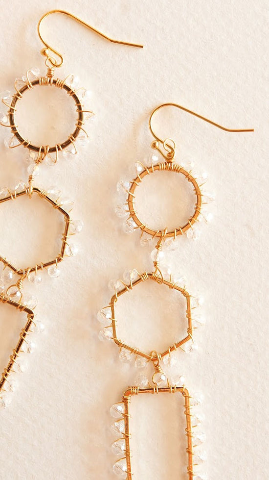 Caroline Geometric Dangle | Beaded Gold Earring