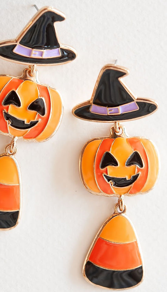 Metal Jack'O'Lantern Dangle | Halloween Pumpkin Earring