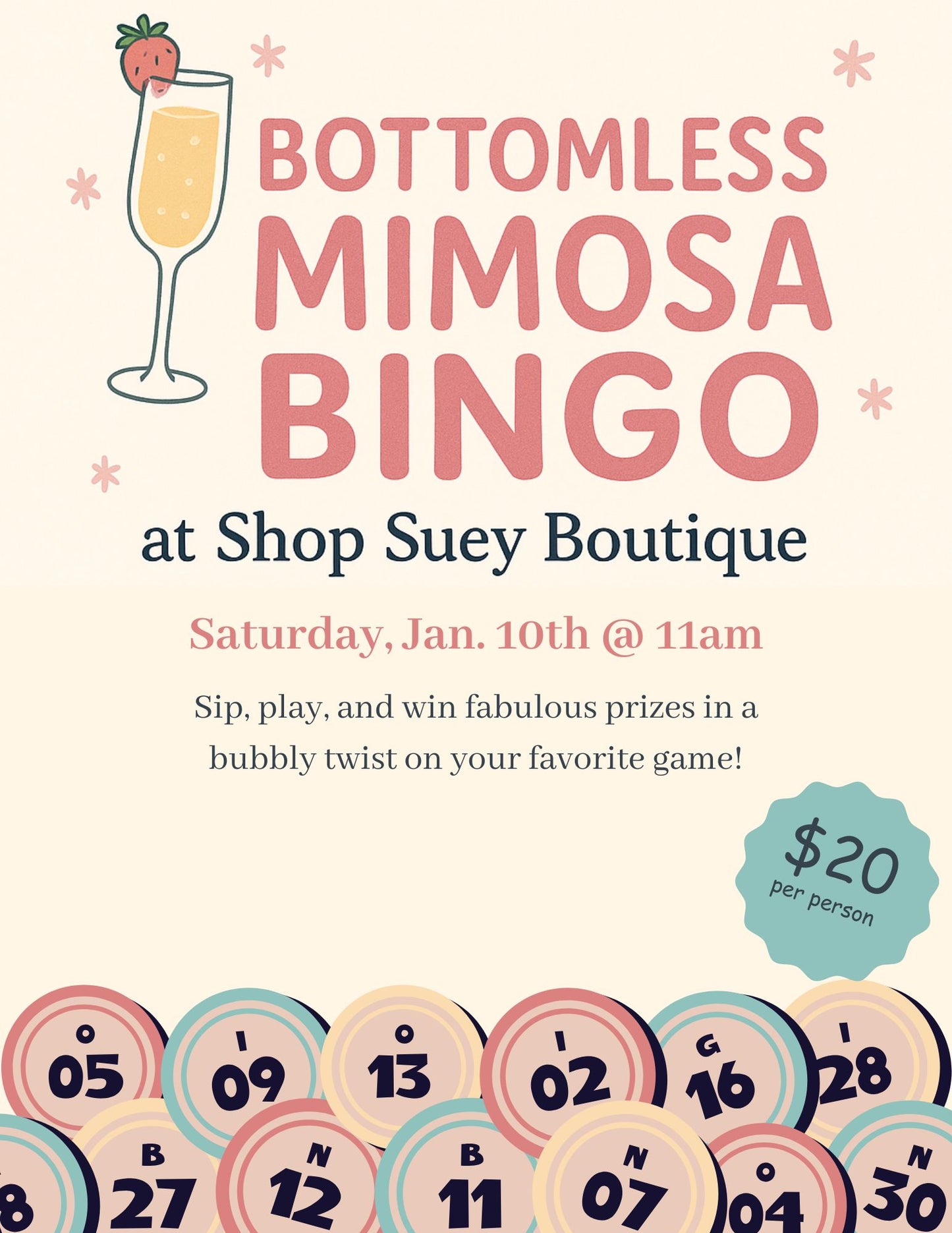 New Year's Bingo with Bottomless Mimosas | Jan 10th | 11 am