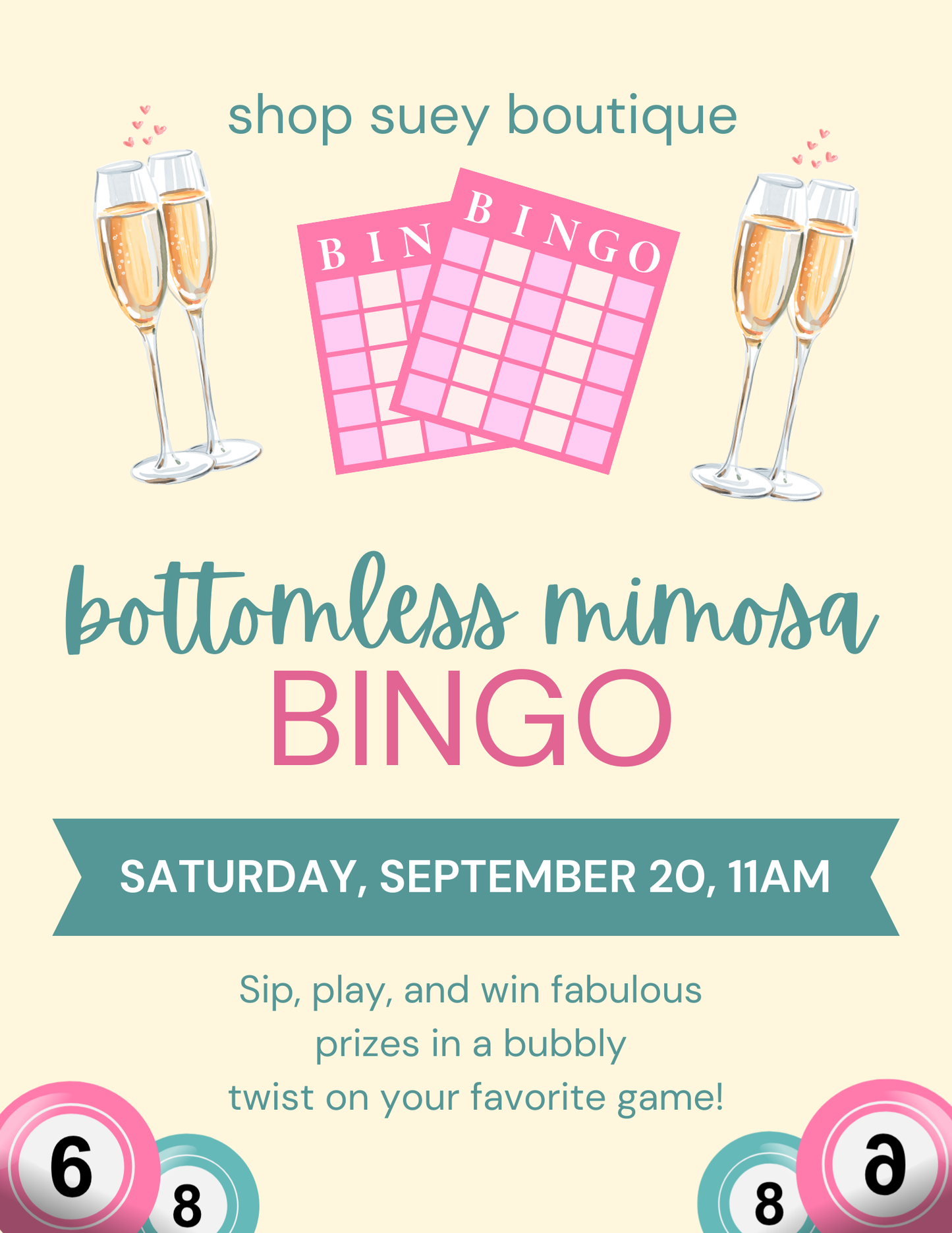 Mimosa Bingo at Shop Suey Boutique | Saturday, September 20th 11am