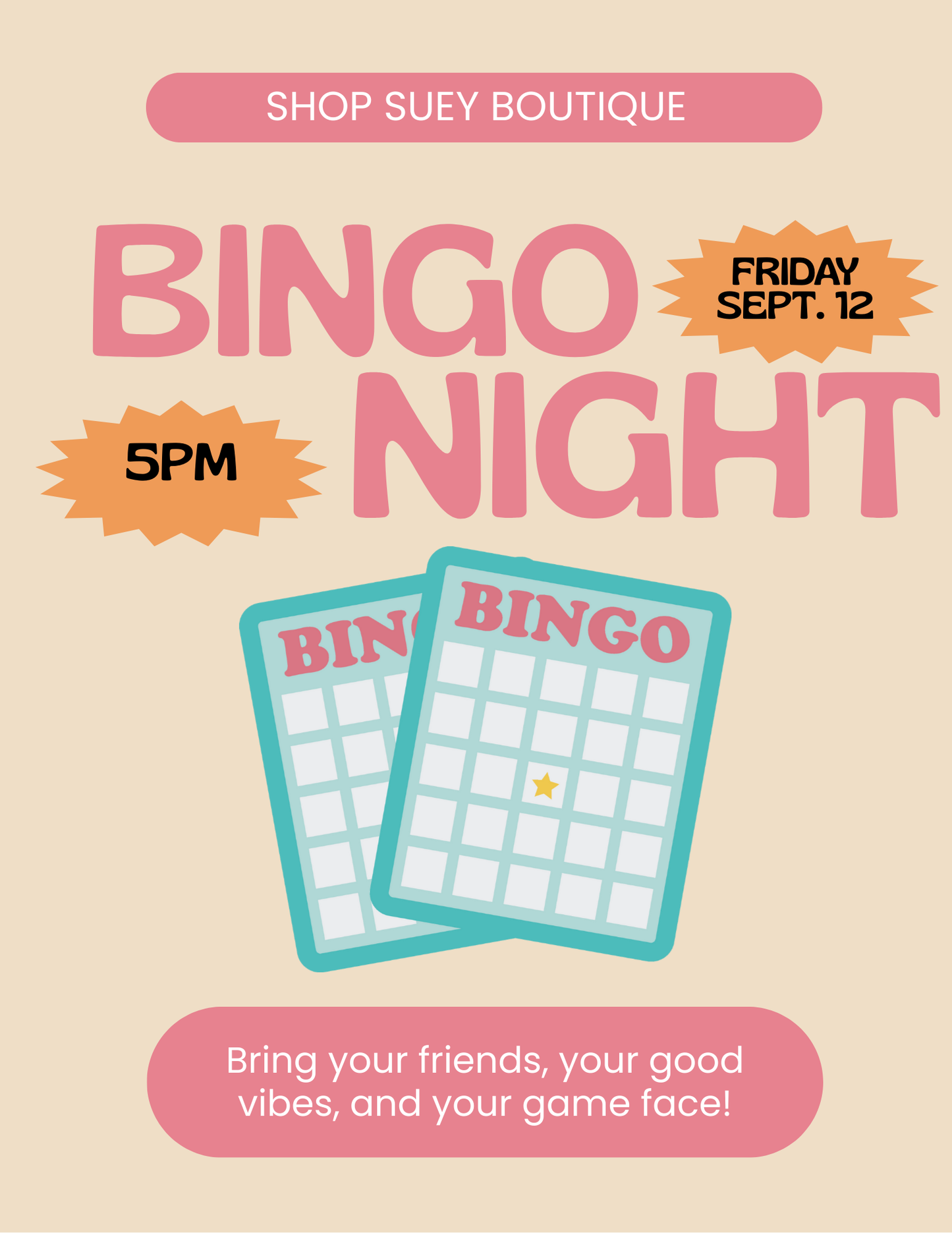 Bingo Night at Shop Suey Boutique | Friday, September 12th 5pm