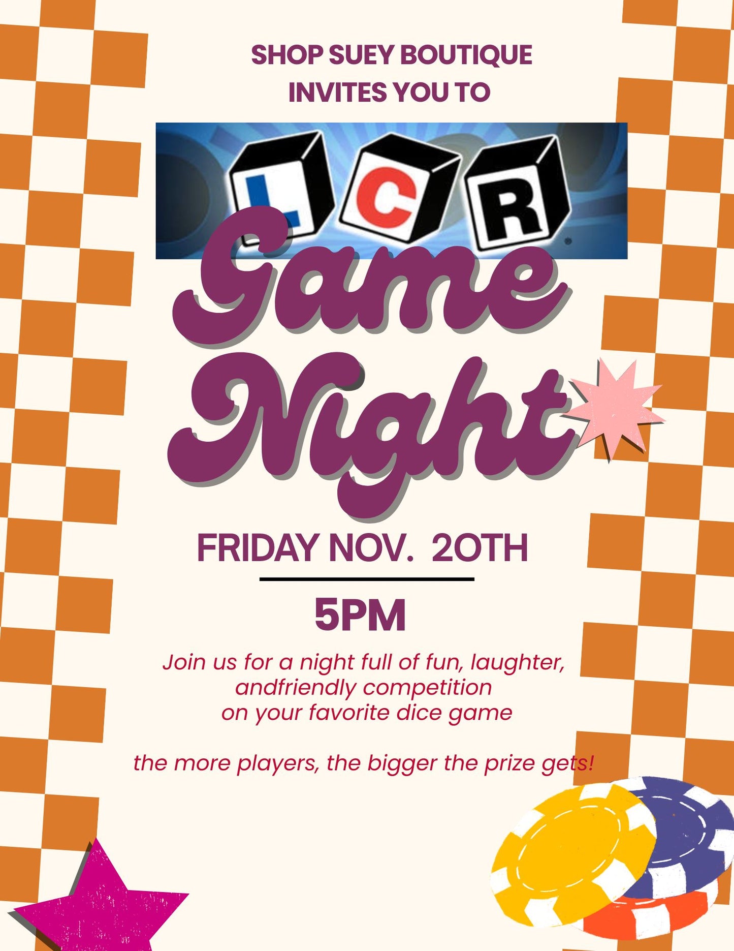 LCR Game Night | Nov. 20th | 5pm
