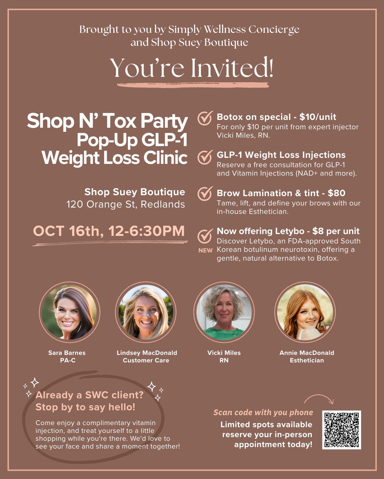 Shop N' Tox Party Pop-Up GLP-1 Weight Loss Clinic with Simply Wellness