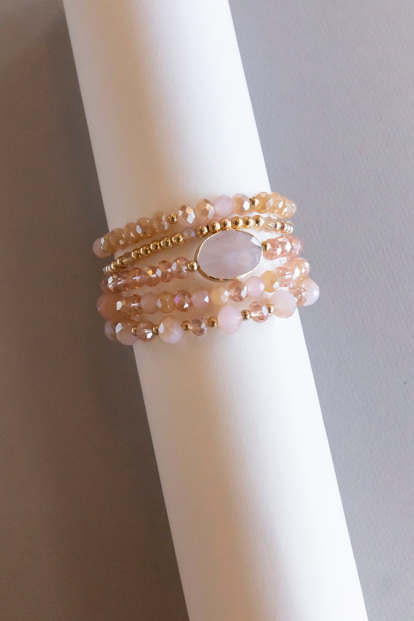 Heishi Bead Bracelet | Gold Bead Bracelets with White & Gray Seed Bead –  Strands and Bands by Fran