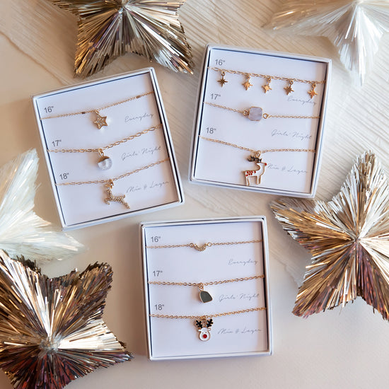 Christmas Boxed Necklace Sets | Delicate Layering Necklaces | Gift Ready Jewelry