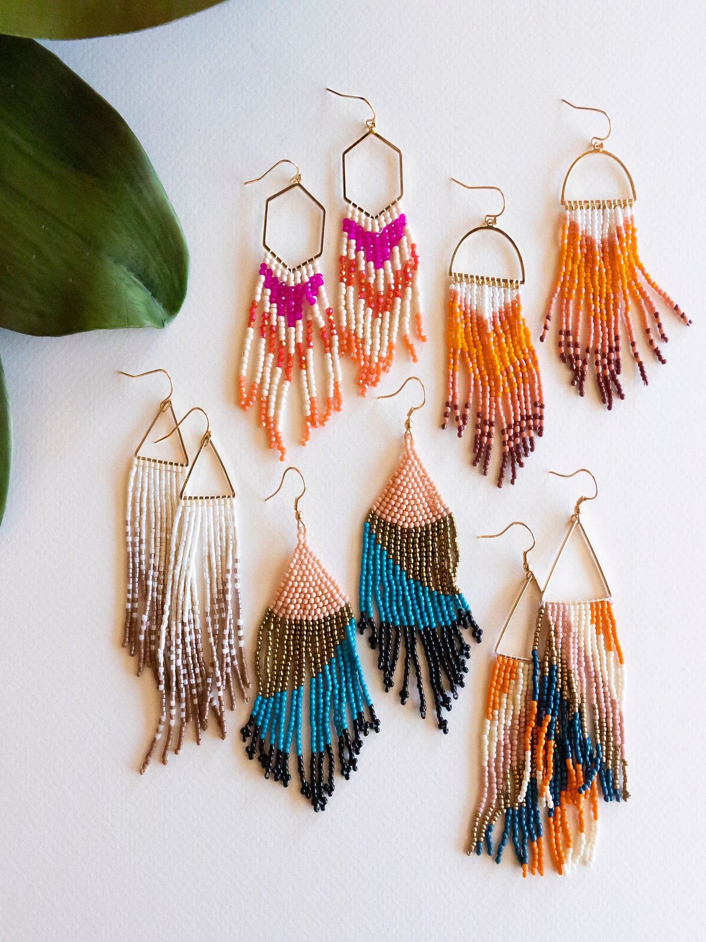 Load image into Gallery viewer, Hand Beaded Tassel Earrings | Colorful Boho Tribal Fringe Earrings | Handmade Beaded Tassels

