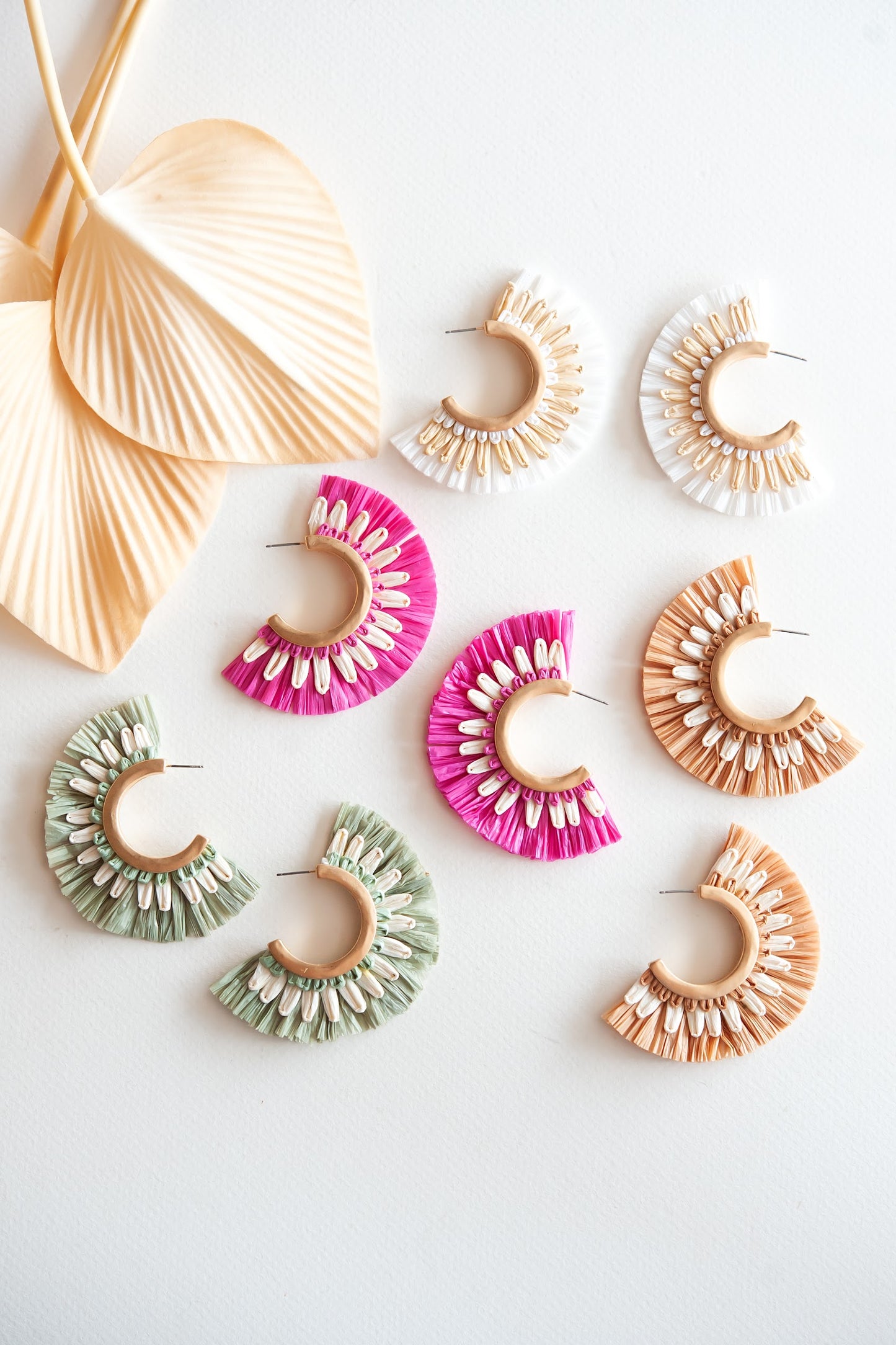 Allison Rattan Fan Hoops | Tropical Vacation Earrings | Boho Rattan Hoop Earrings | 4 Color Options