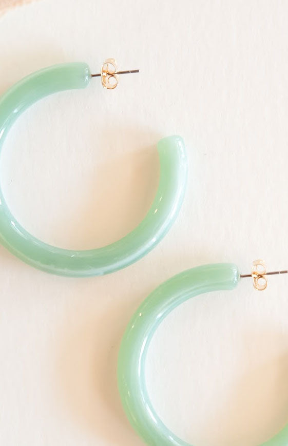 Avery Lucite Earrings | Mint Summer Hoops