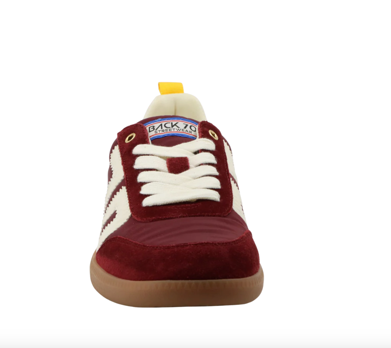 Retro low top wine sneakers with suede and nylon upper