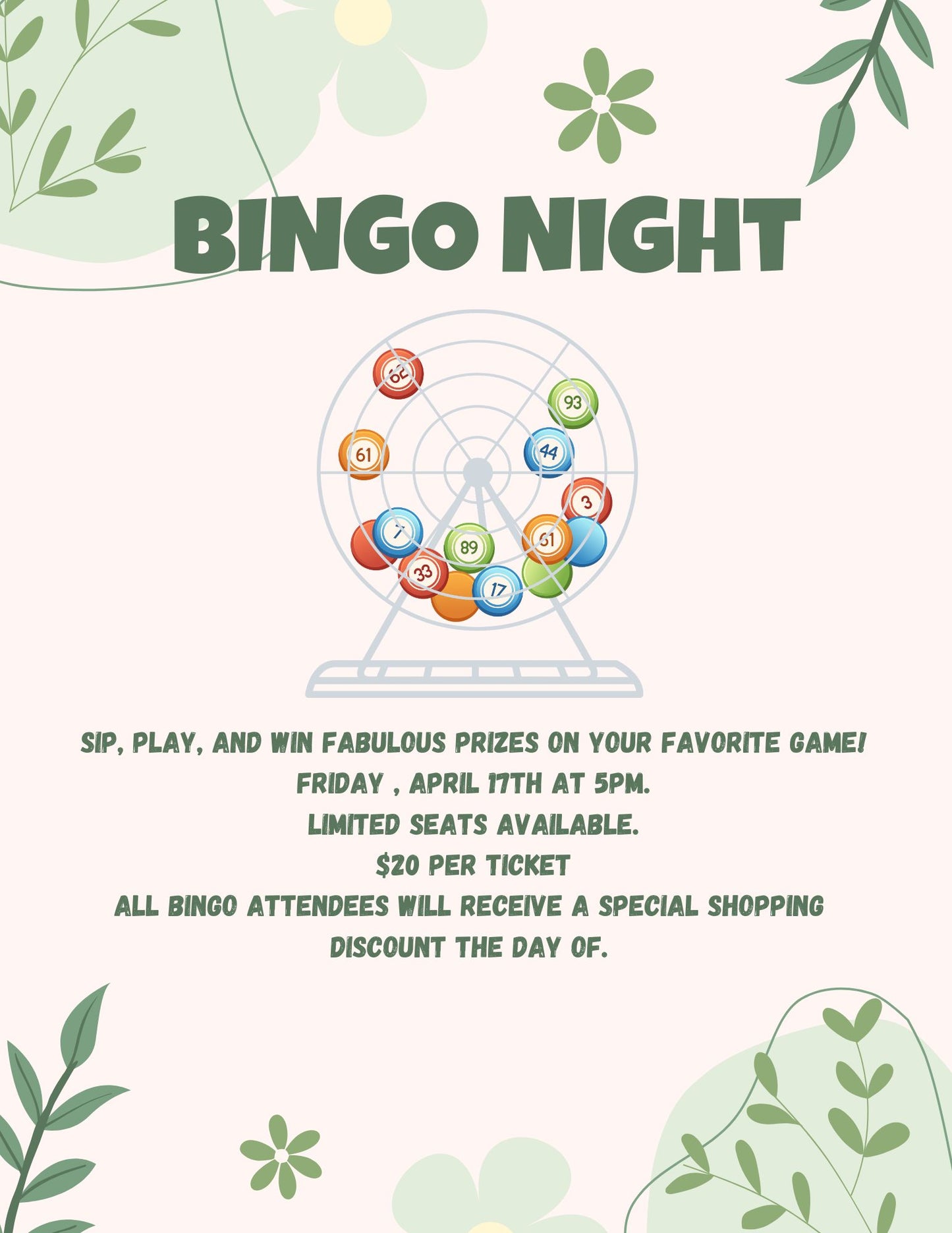 Bingo Night | Friday April 17th | 5pm