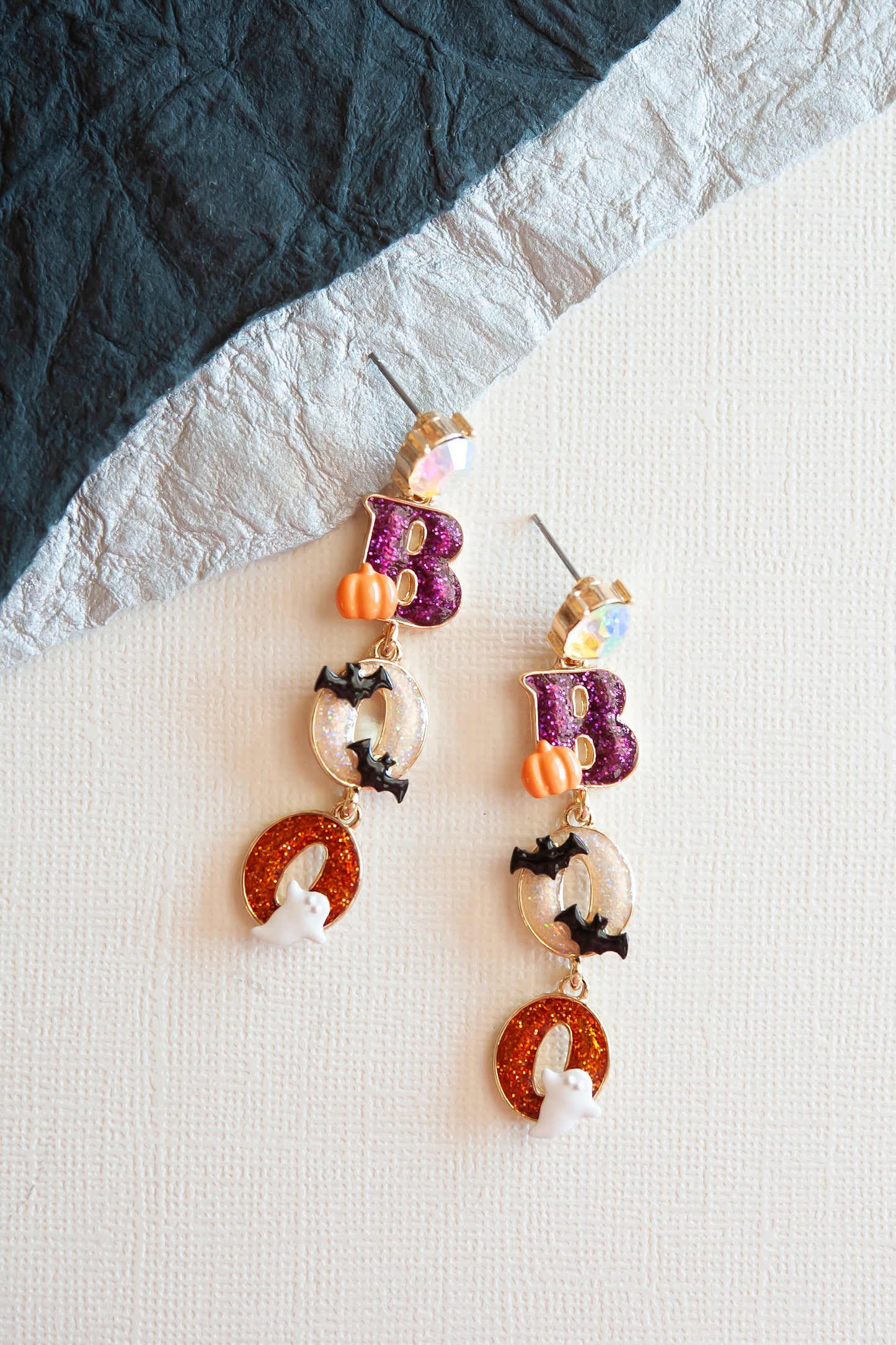 Boo Drop Dangle Halloween Earrings | Bats Pumpkins Ghosts Halloween Earrings