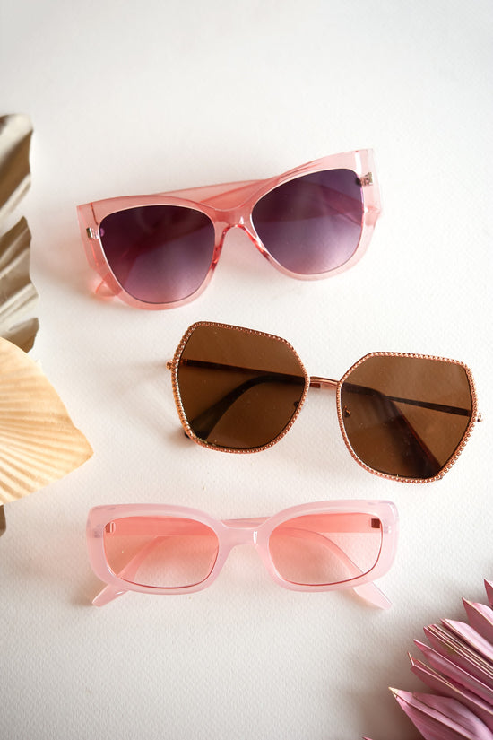 Load image into Gallery viewer, Coastal Cottage Sunnies Collection | Blush Stylish Sunglasses | Boho Chic Beach Babe Sunnies | Pink and Rose Gold Flirty Sunglasses | UV Protection | Brunch Date Pink Sunnies
