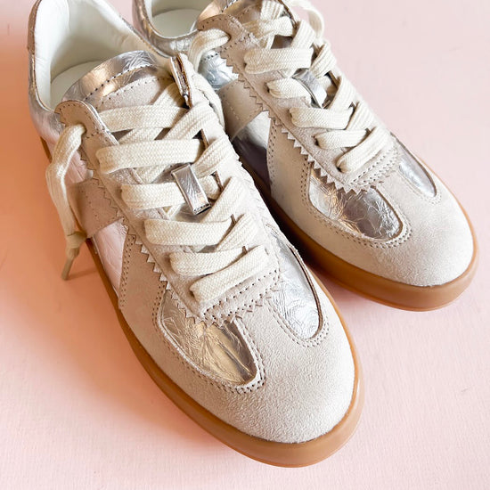 Vera Silver Metallic Cream Sneakers | Chic & Casual Style