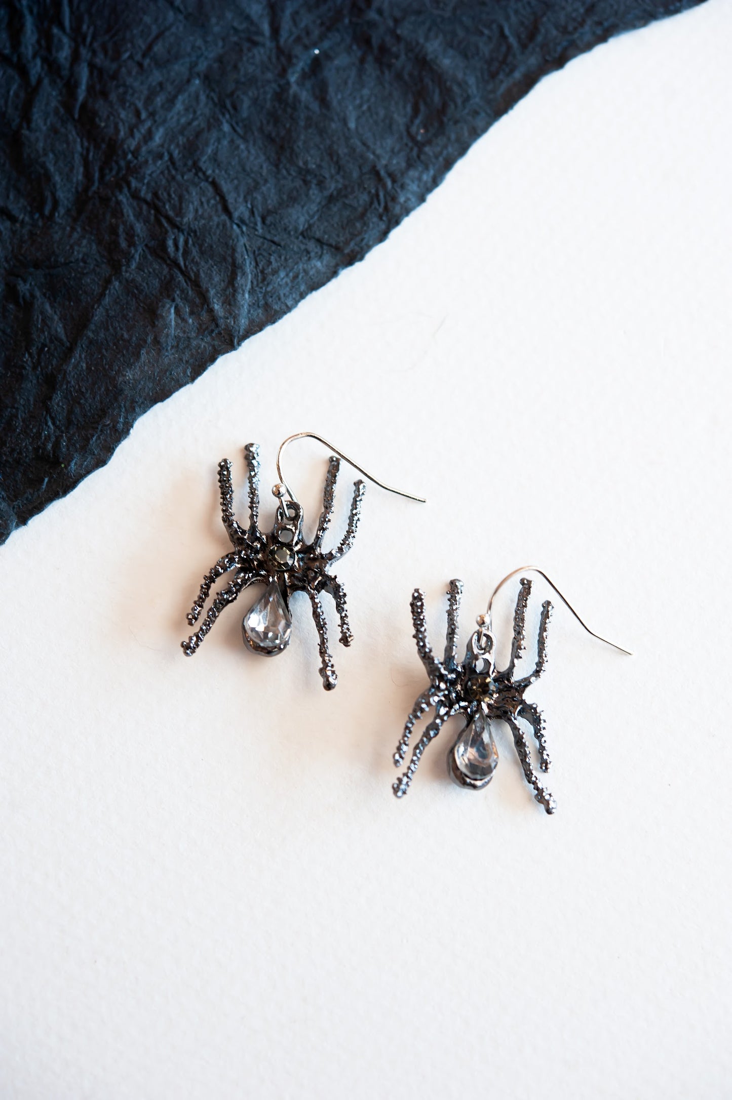 Hematite Spider Earrings | Creepy Halloween Spider Earrings | Bug Jewelry | Black Widow Gothic Earrings