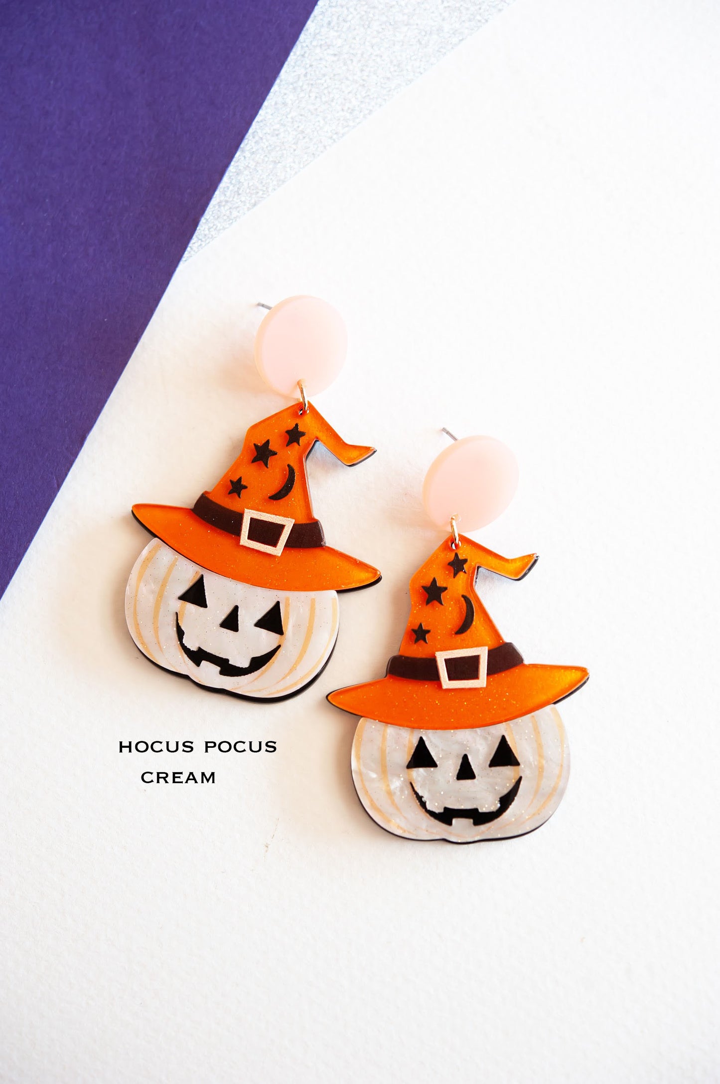 Hocus Pocus Pumpkin Earrings | Wizard Hat Jack o' Lantern Earrings | Halloween Witch Hat Earrings