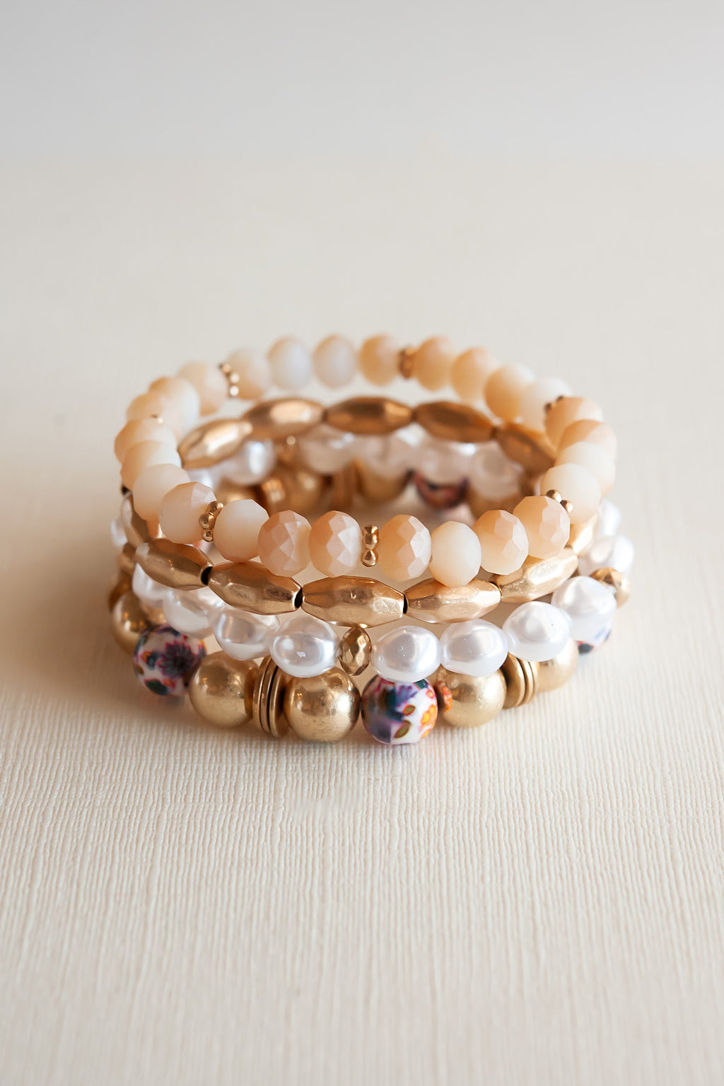 Pearl Bracelet With Color Beads - blushes & gold