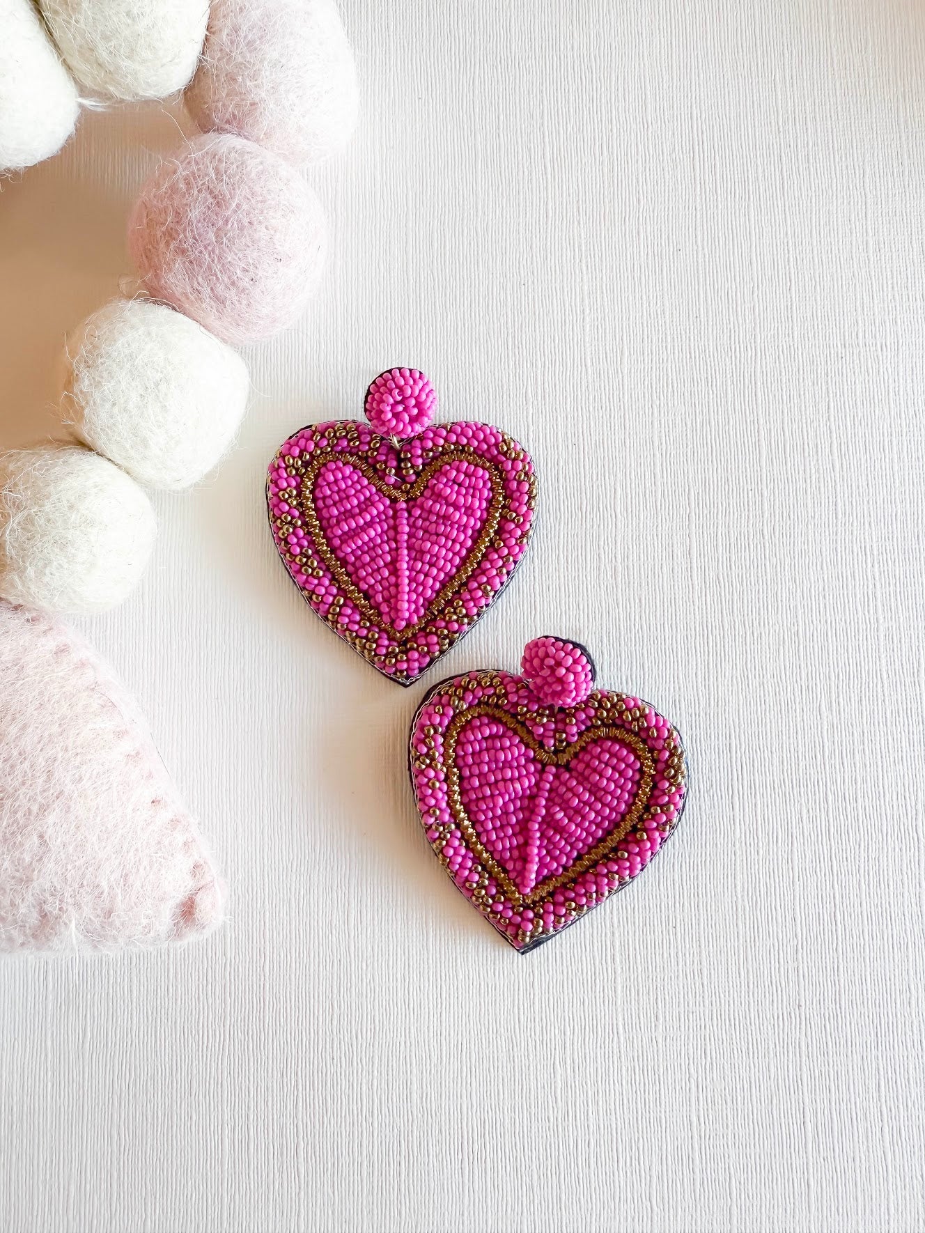 Lauren Heart Earrings - Hot Pink