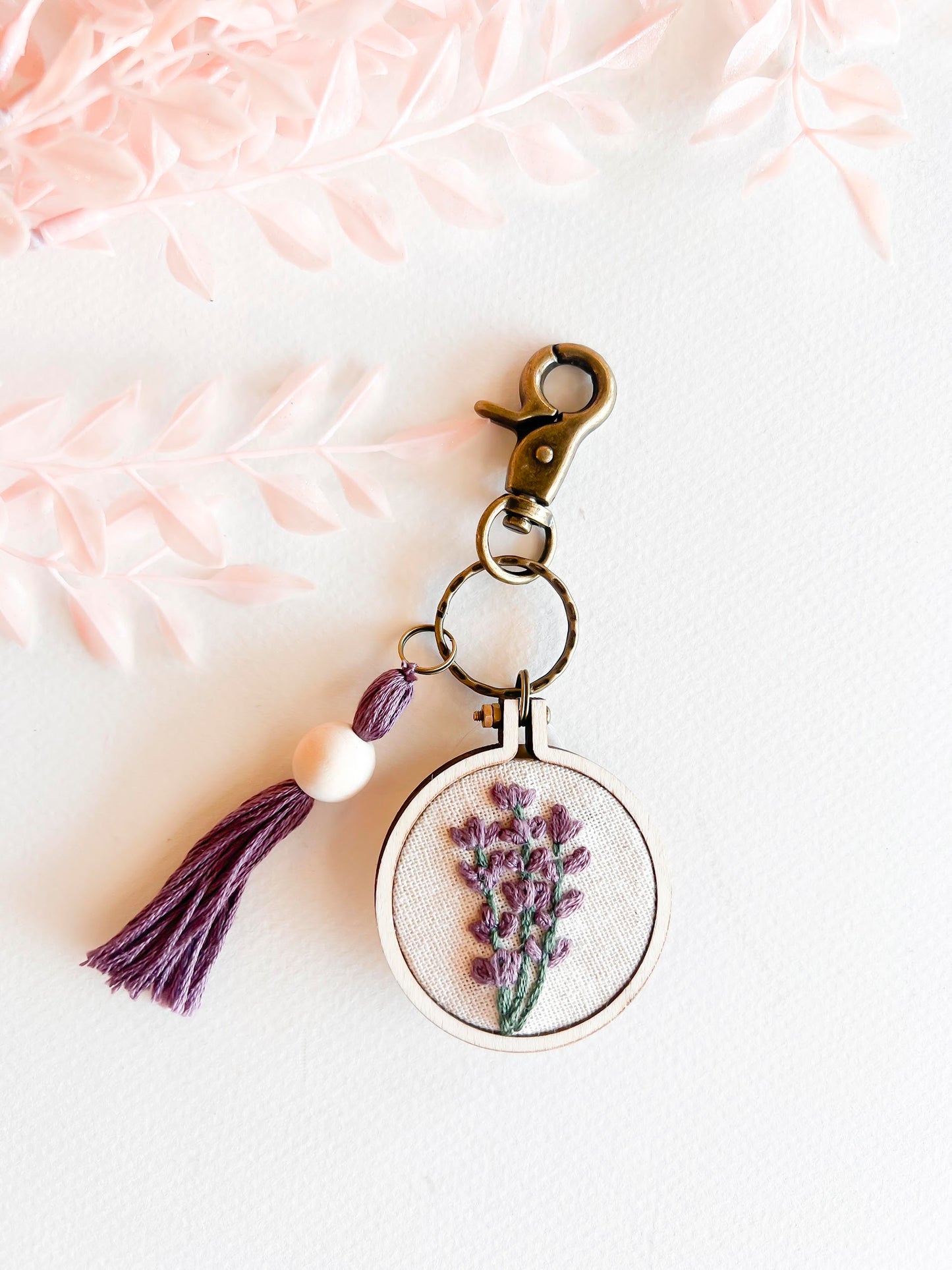 Kripyery Key Chain Lightweight Round Hoop Faux Leather Colorful Tassel  Flower Print Key Rings Daily Use Supply