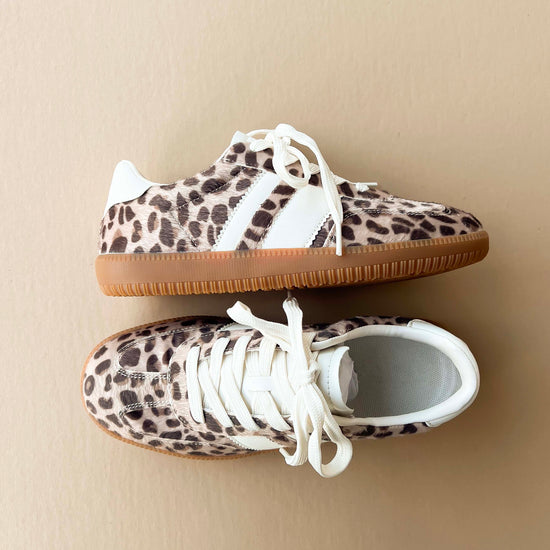 leopard sneaker with cream laces 