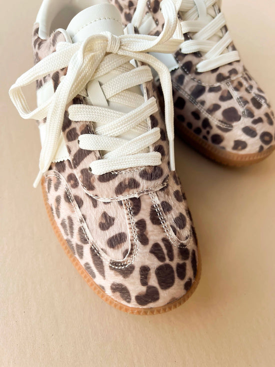 leopard sneaker with cream laces 