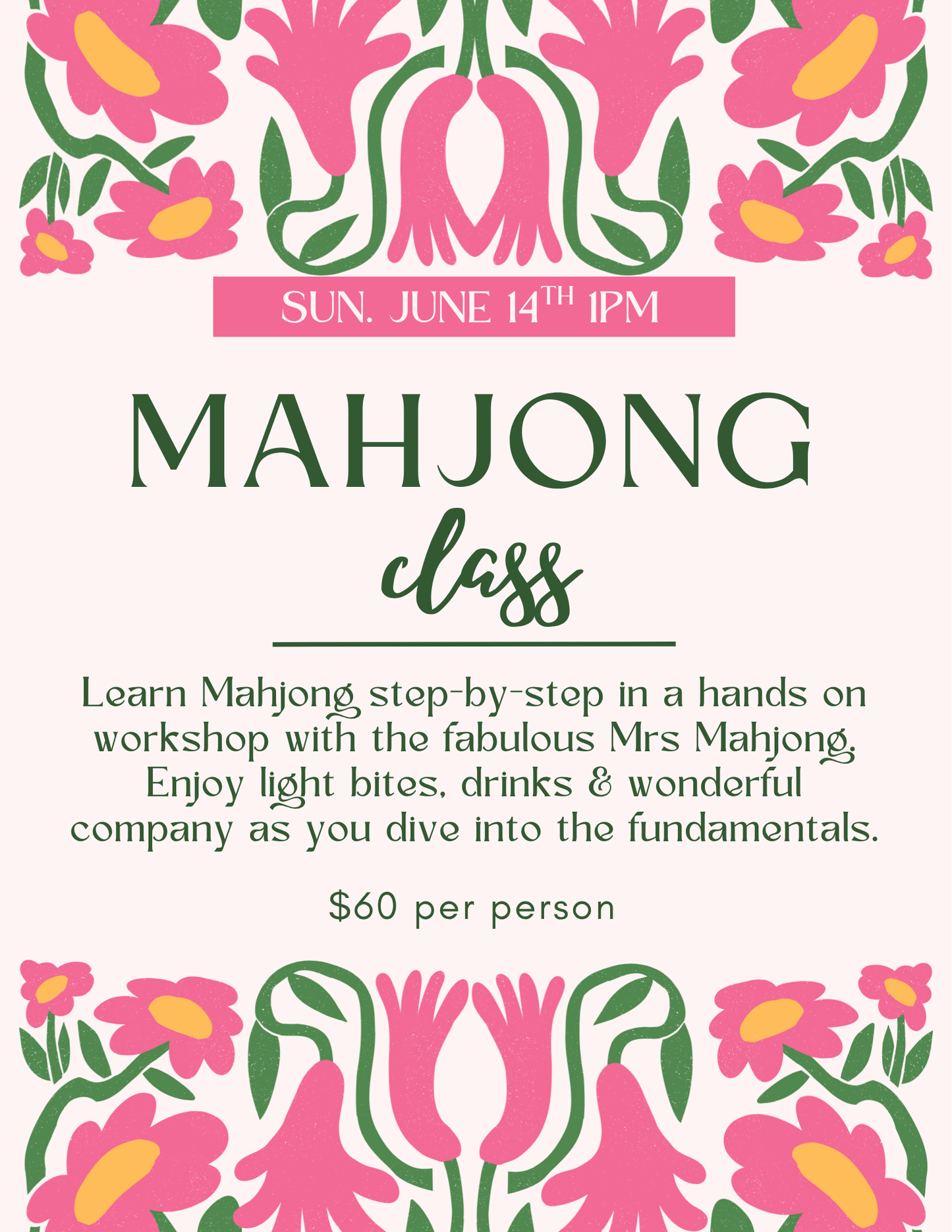 Mahjong Class | Sunday, June 14th 1pm