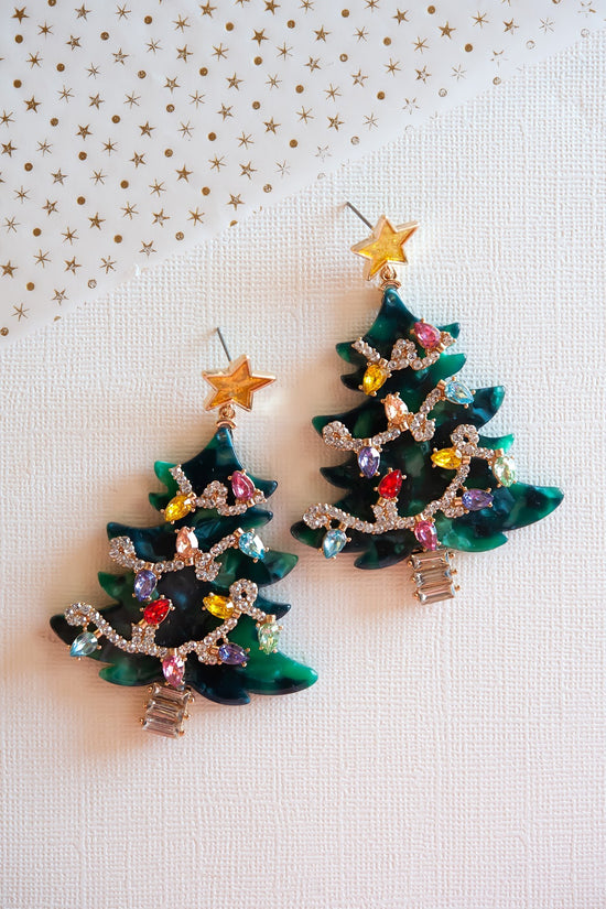 Merry Christmas Tree Earrings