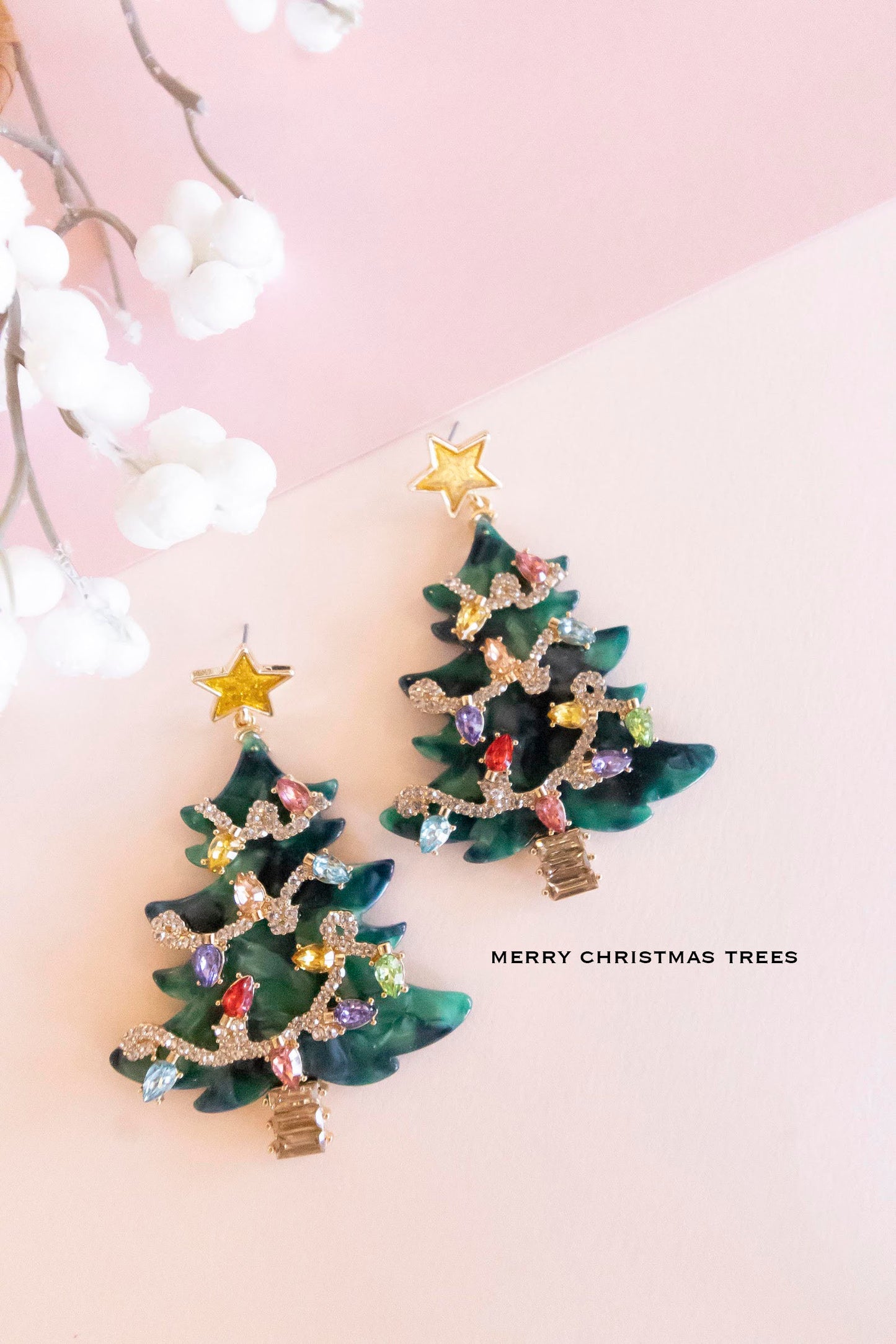 Sparkly Christmas Earrings | Vintage Vibe Holiday Earrings | Christmas Tree Jewelry