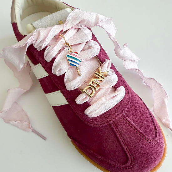 Pickleball Sneaker Charm Set – “DINK” Gold Charm + Pink Paddle