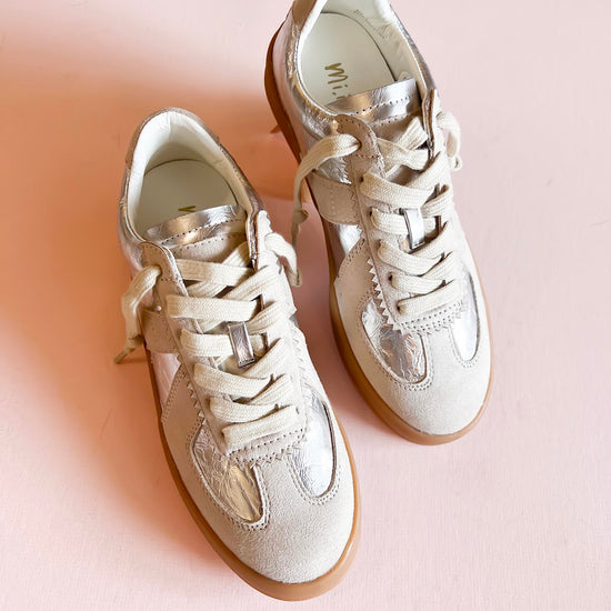 Vera Silver Metallic Cream Sneakers | Chic & Casual Style