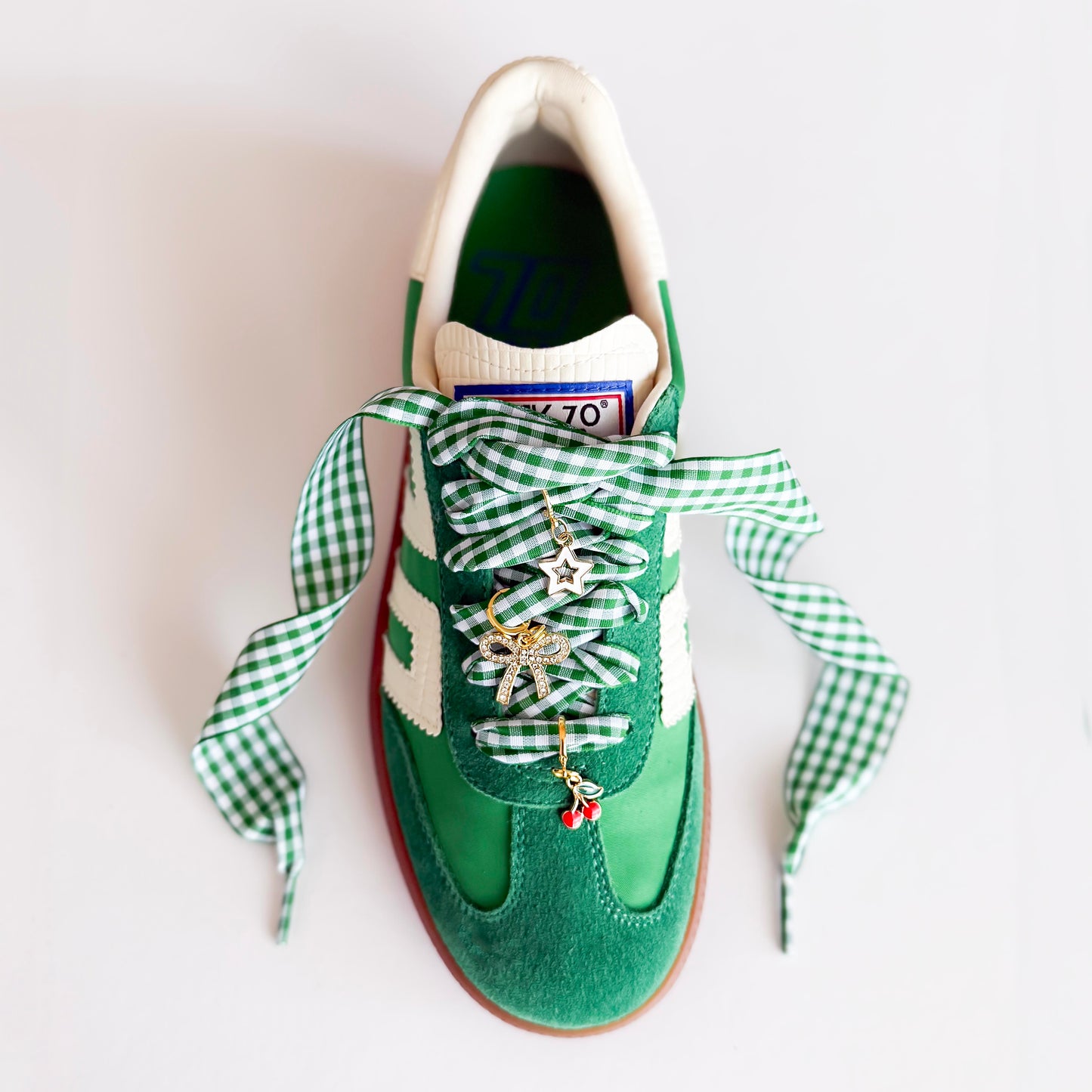 Gingham Shoe Charm and Lace Sets – Trendy & Customizable Shoe Jewelry