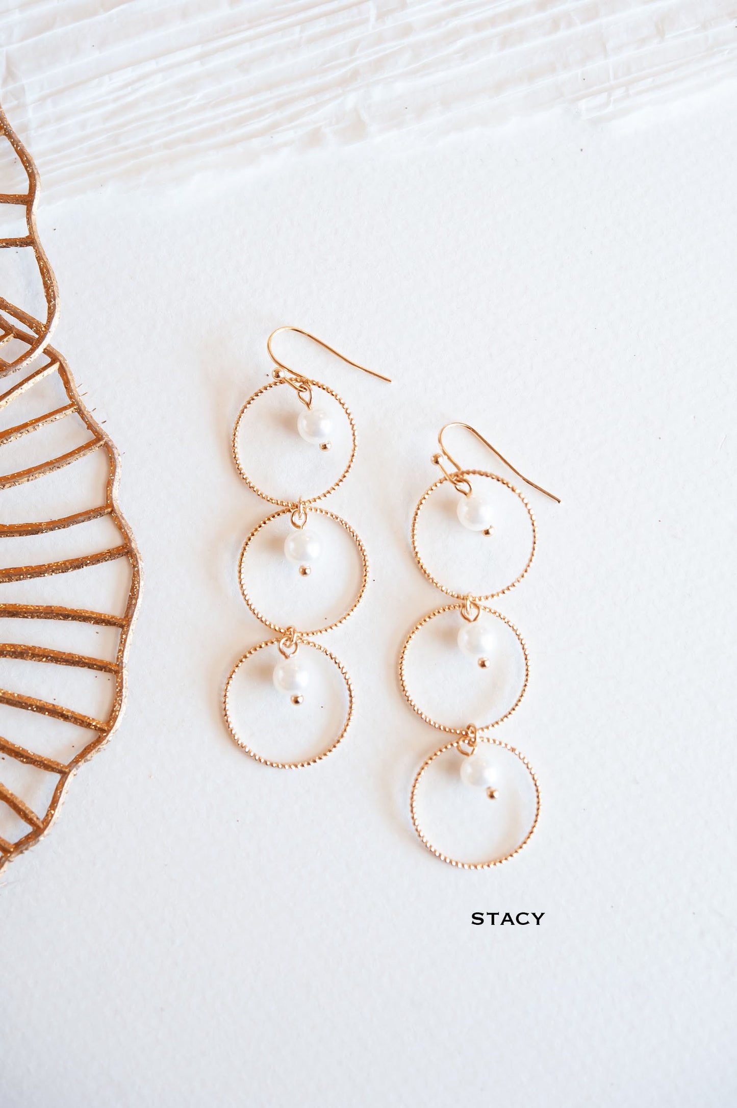 Load image into Gallery viewer, Pearl Earrings | Modern Pearl and Gold Hoops With Crystals | White Earrings
