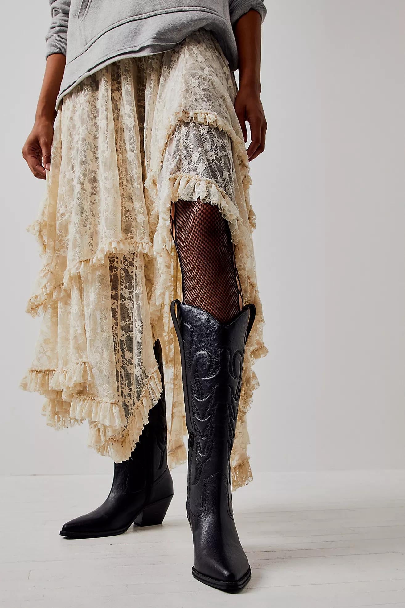 Cowboy boots with lace detail hotsell