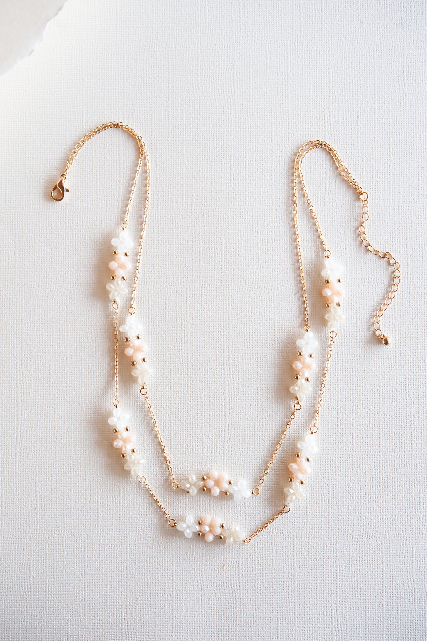 Justine Floral Beaded Necklace | Blush Layering Necklace