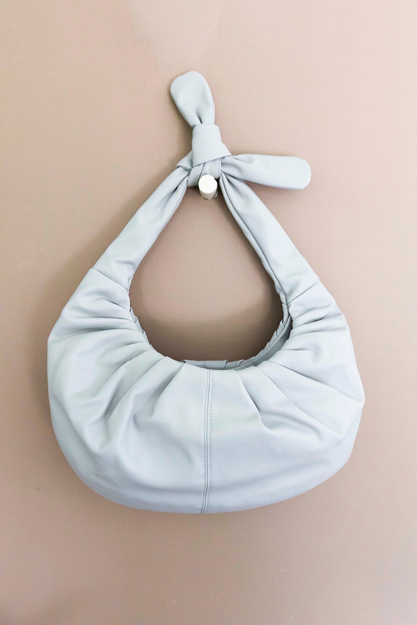 Delilah Sling Handbag | Faux Vegan Leather Bow Strap Tote | Ruched Boat Sling Bag