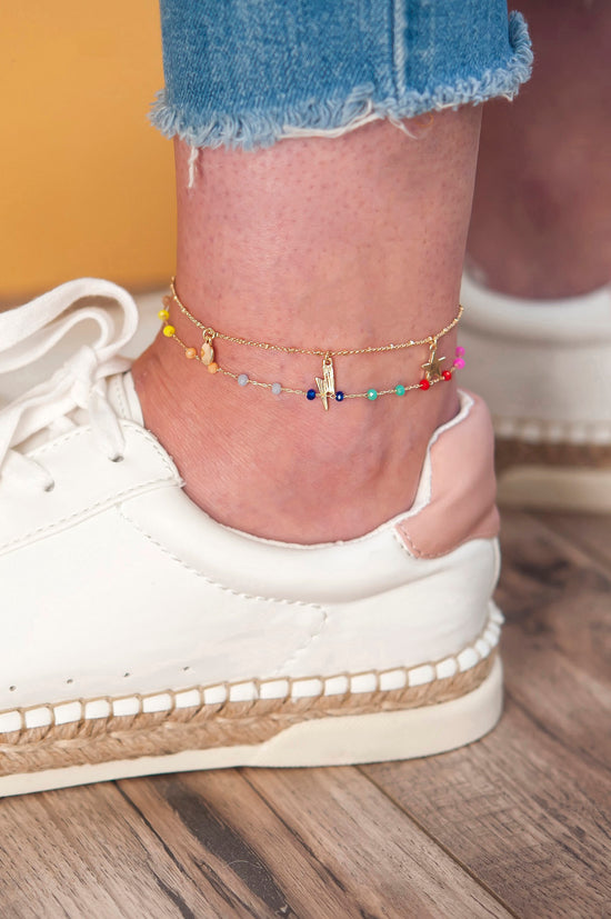 Alex Multicolor Anklet | Delicate Chain Anklet | Spring Summer Style
