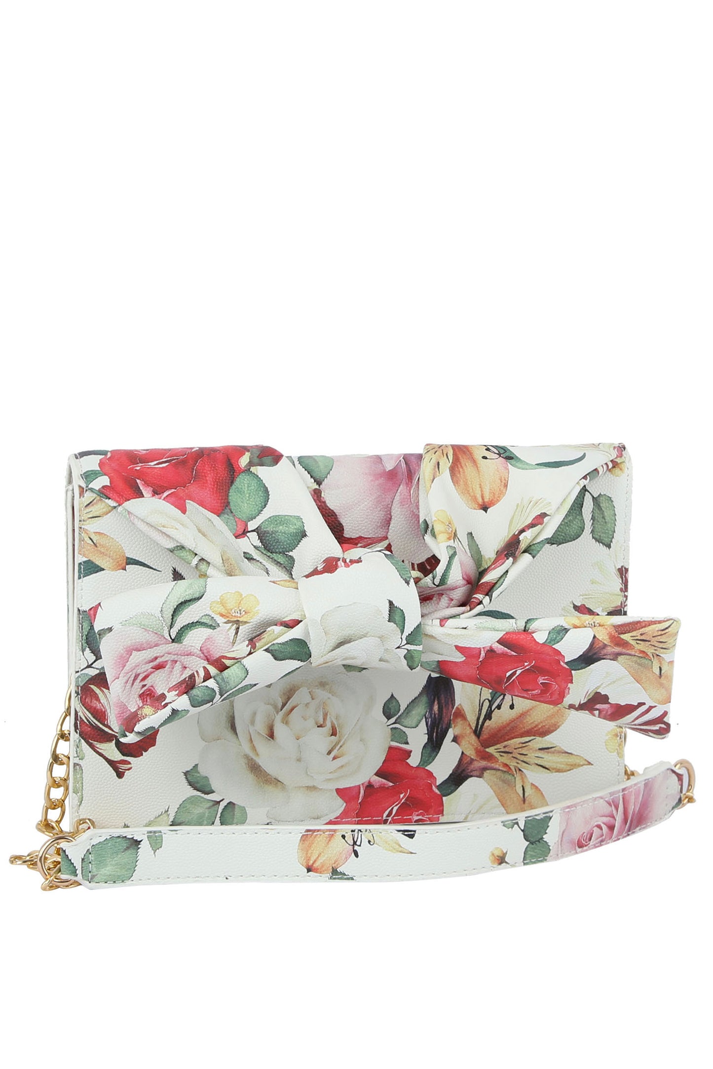 Big Bloom Handbag  Floral Rose Pattern Clutch with Bow Detail