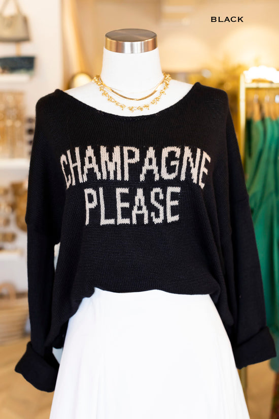 Champagne Please Sweater | Bachelorette Party Gift | Brunch and Mimosa Knit Shirt